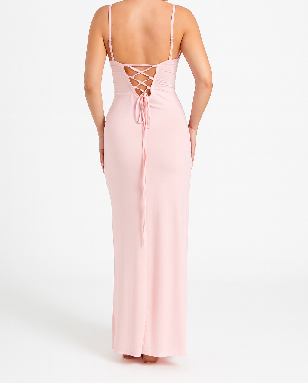 Pastel Pink Spaghetti Strap Maxi Dress